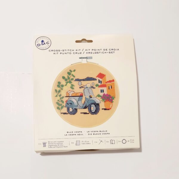 Kit de Punto de Cruz: La vespa azul
